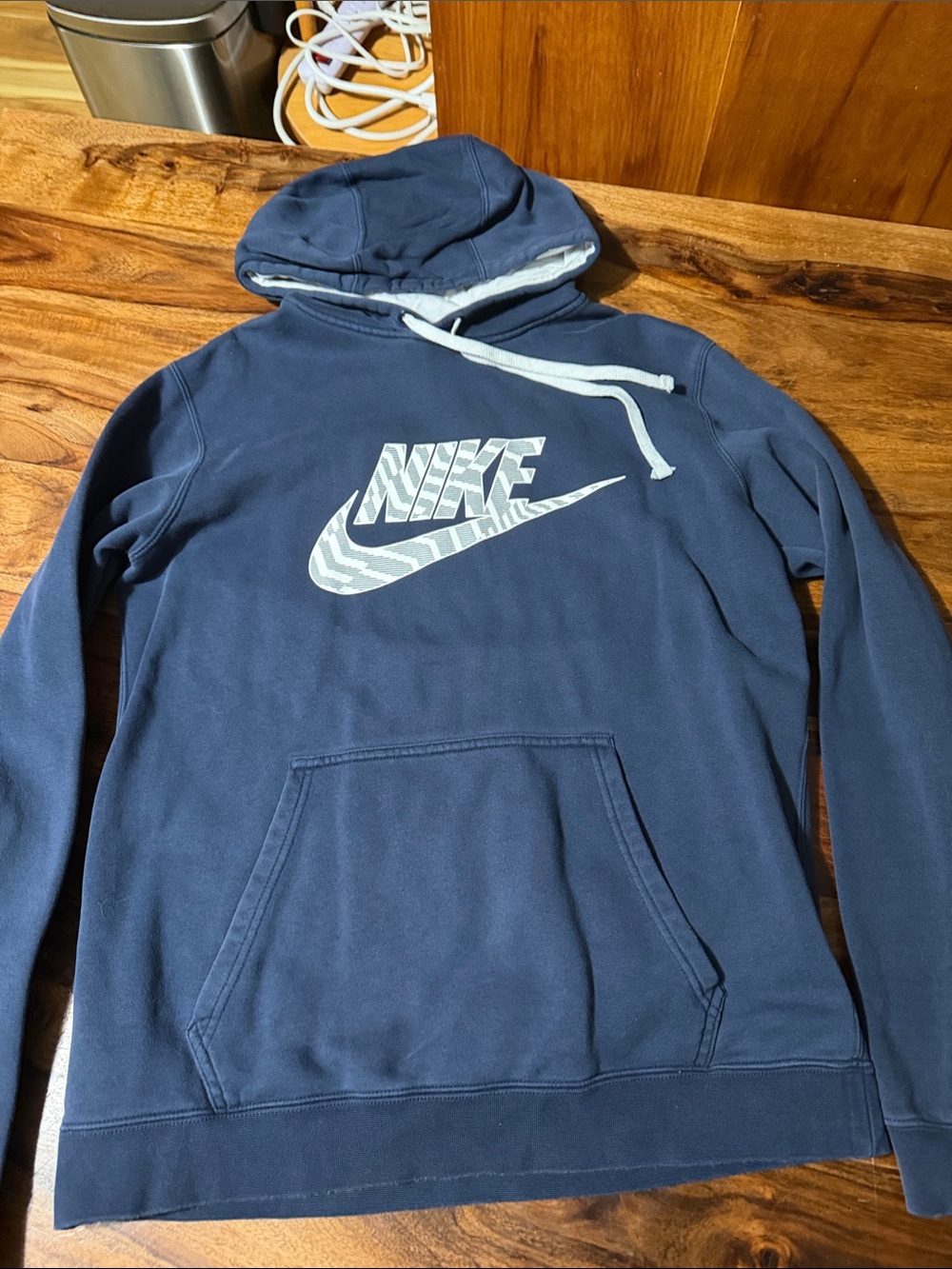 Nike Navy Blue Hoodie with White Swoosh